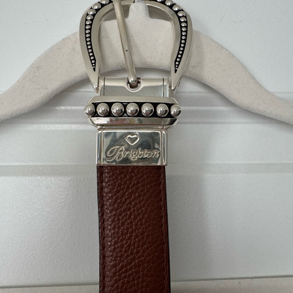 Brighton Rich Brown Leather Belt with Silver Detailing